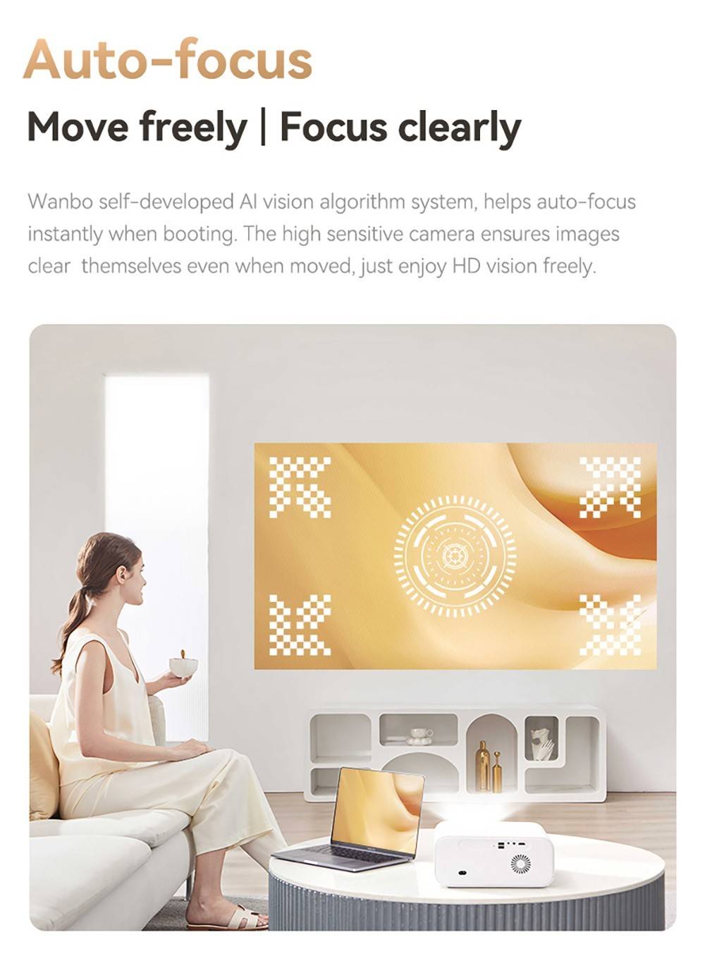 Wanbo X5 Projector, 1100 ANSI Lumens, Native1080P, Auto-keystone Correction, Dual-band WiFi 6, 1GB/16GB, Bluetooth 5.0