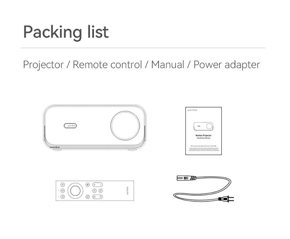 Wanbo X5 1100 ANSI Lumens LCD Projector, Native 1080P, 4K Decoding, HDR10, Android 9.0, Auto Focus & Auto-keystone Correction, Dual-band WiFi 6, Bluetooth 5.0, Apple Airplay, Android / Windows Projection