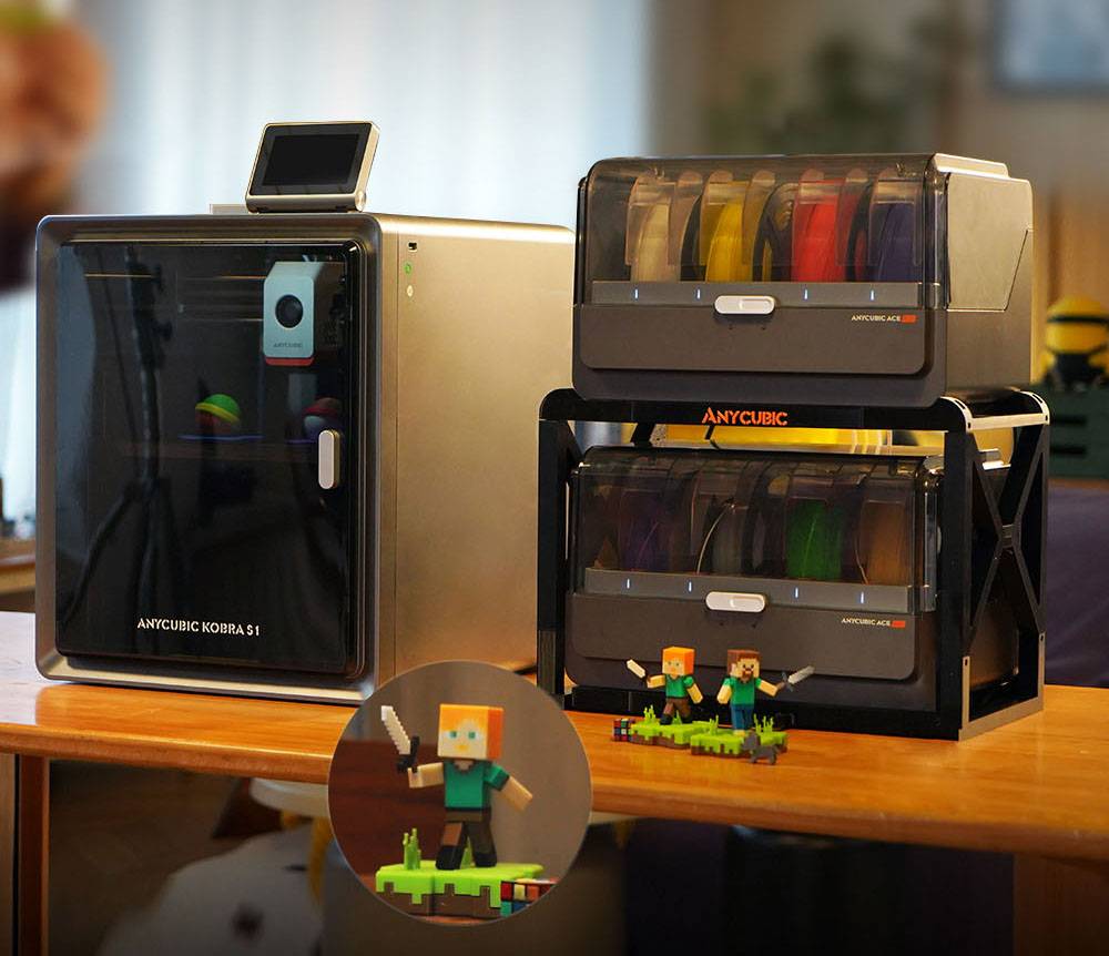 ANYCUBIC KOBRA S1 COMBO 3D Printer, Vibrant 8-Color Printing, 600mm/s Ultra-Fast Speed, Auto-leveling, 320°C Hotend, 44dB Ultra-Quiet, CoreXY Construction, 250*250*250mm