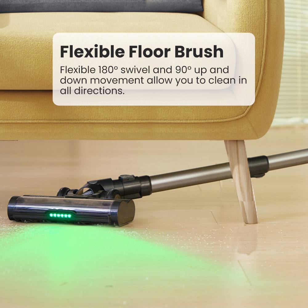 Proscenic P13 Cordless Vacuum Cleaner, 35Kpa Suction, Stick Vacuum with Green Light, LED Display, Max 45mins Runtime, 1.2L Dustbin, Anti-tangle Roller Brush, 5-layer Filtration System, for Pet Hair, Hard Floor & Carpet, Gray