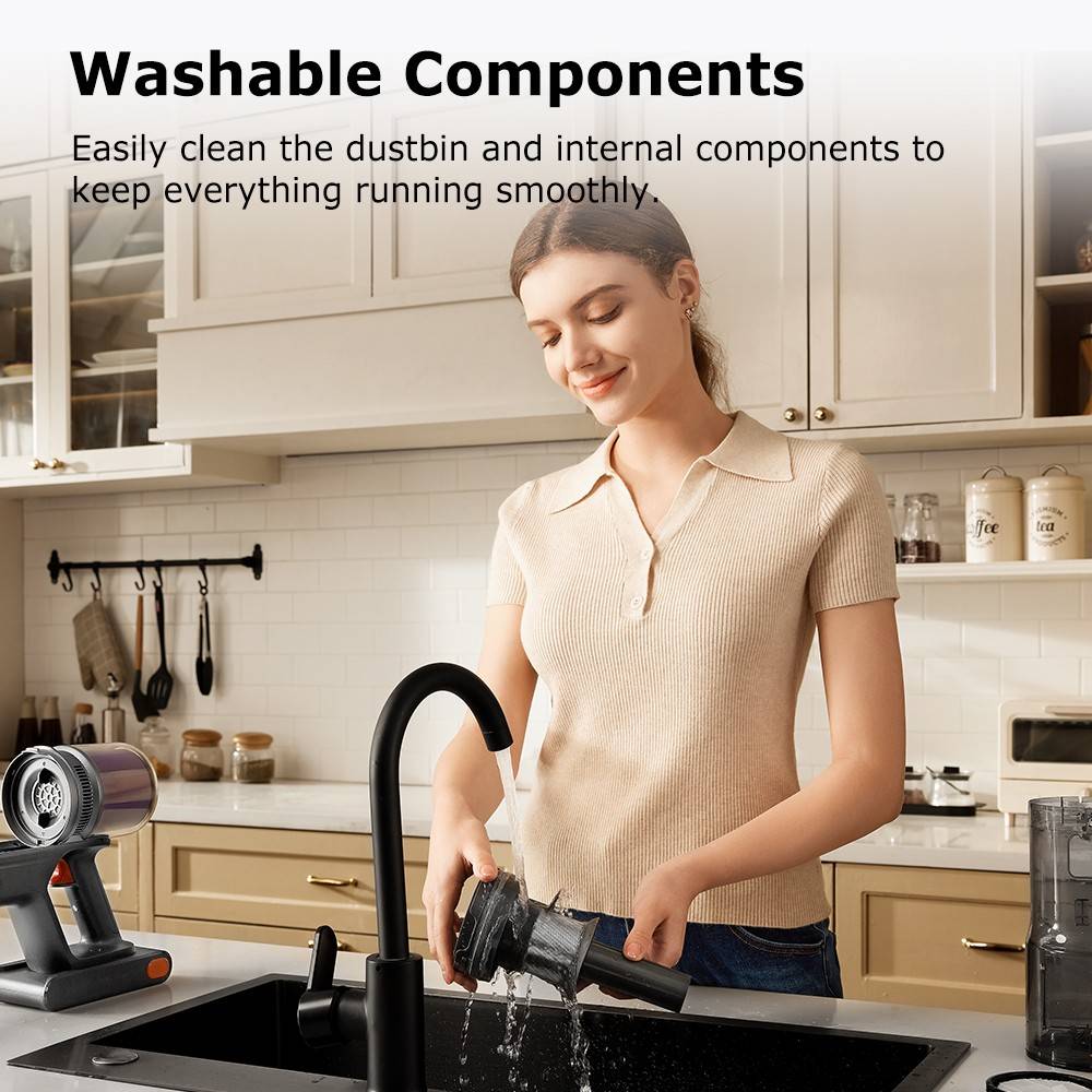 Proscenic P16 Flexible Battery Vacuum Cleaner, 550 W/45 Kpa, 55 Mins Vacuum Cleaner, Wireless with Touchscreen Folding Tube, Green Light, Wall-Mounted Charging Station, Anti-Tangle for Carpet, Hard