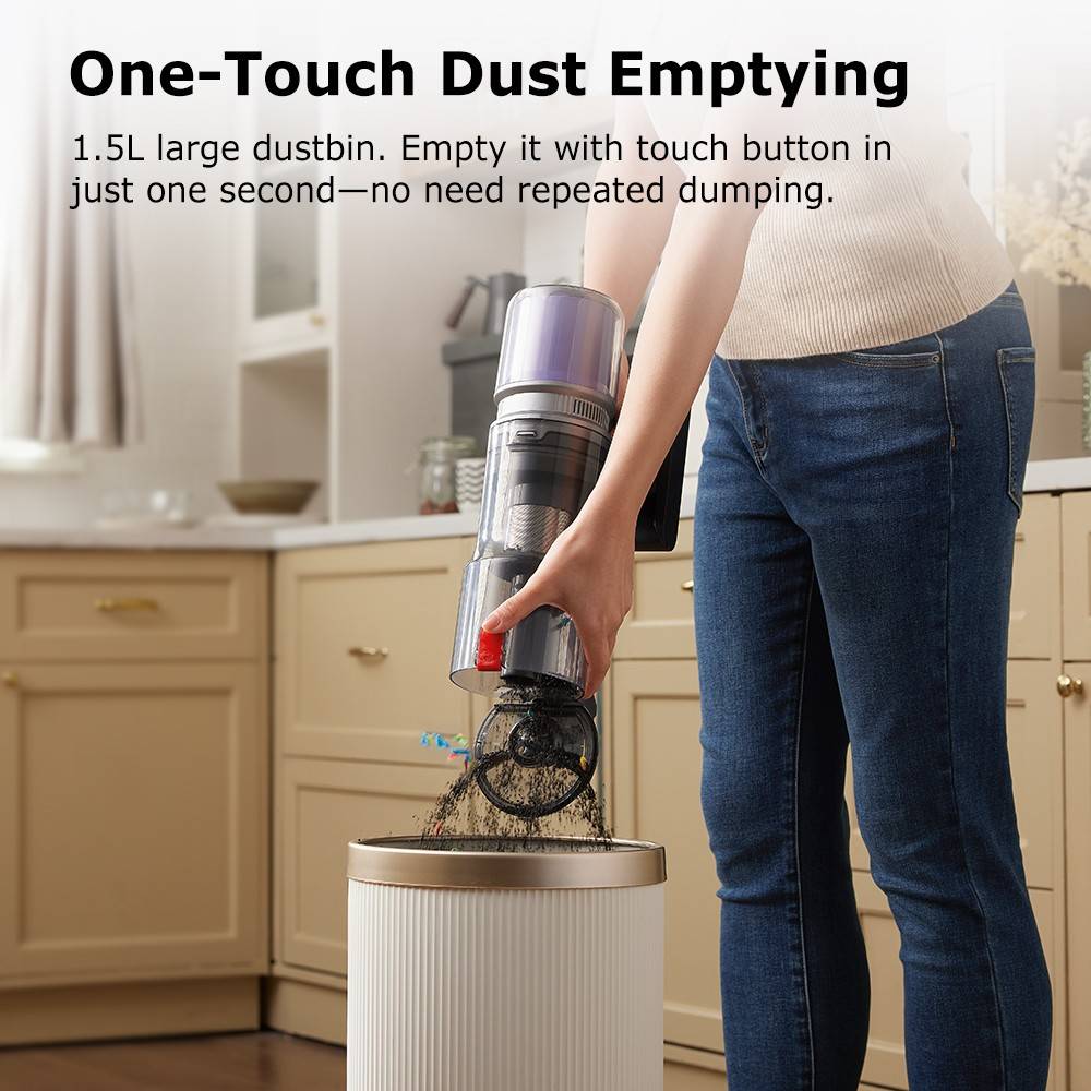 Proscenic P16 Flexible Battery Vacuum Cleaner, 550 W/45 Kpa, 55 Mins Vacuum Cleaner, Wireless with Touchscreen Folding Tube, Green Light, Wall-Mounted Charging Station, Anti-Tangle for Carpet, Hard