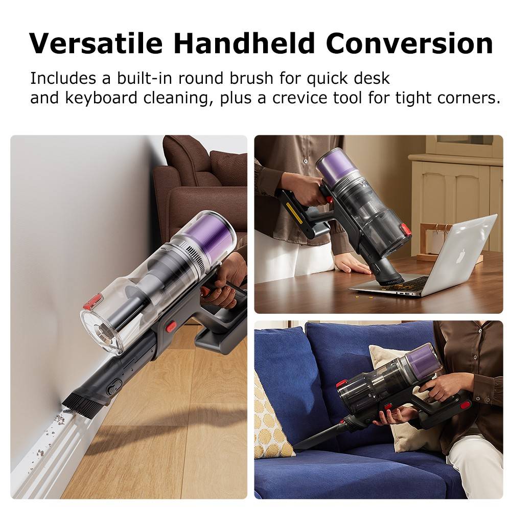 Proscenic P16 Flexible Battery Vacuum Cleaner, 550 W/45 Kpa, 55 Mins Vacuum Cleaner, Wireless with Touchscreen Folding Tube, Green Light, Wall-Mounted Charging Station, Anti-Tangle for Carpet, Hard