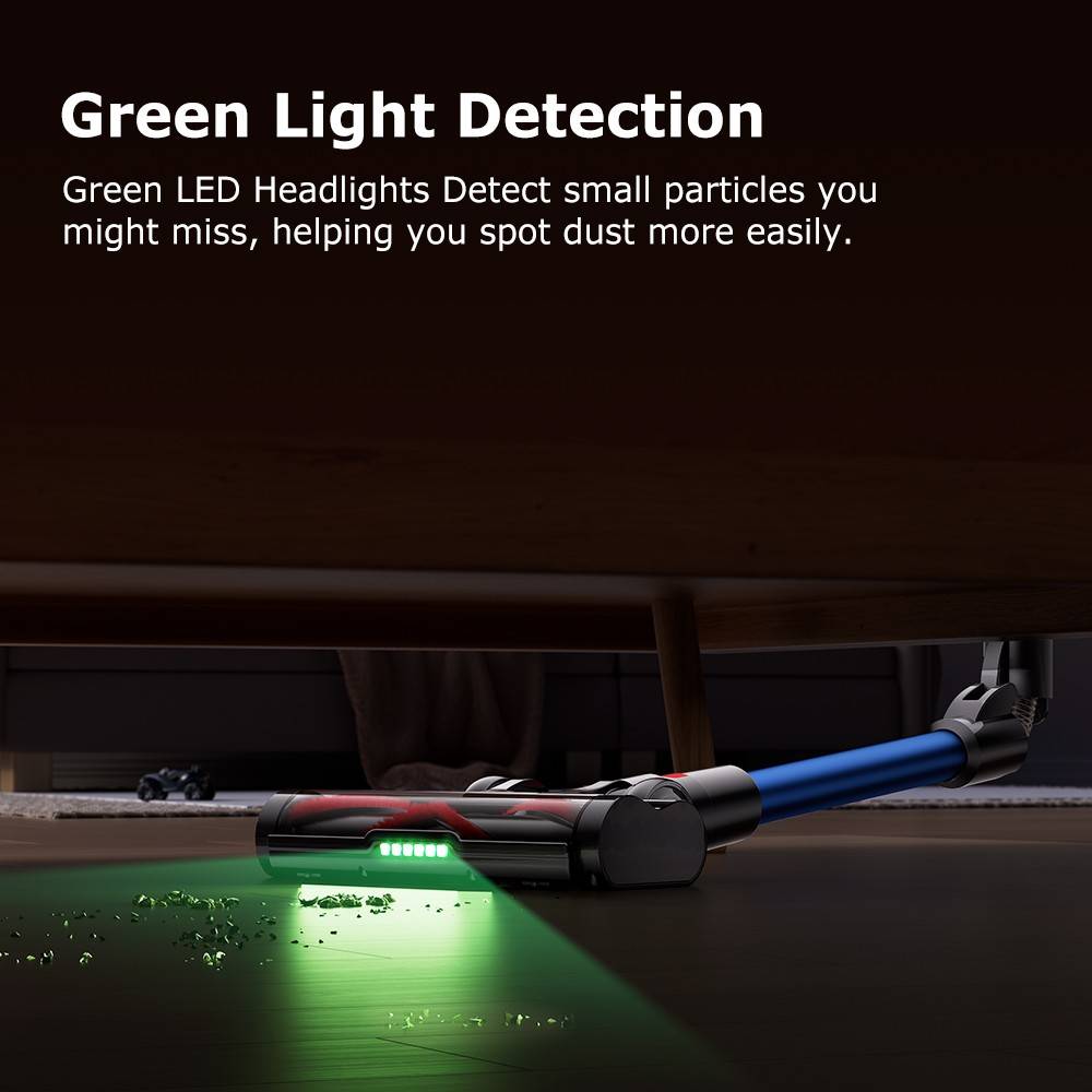 Proscenic P16 Flexible Battery Vacuum Cleaner, 550 W/45 Kpa, 55 Mins Vacuum Cleaner, Wireless with Touchscreen Folding Tube, Green Light, Wall-Mounted Charging Station, Anti-Tangle for Carpet, Hard