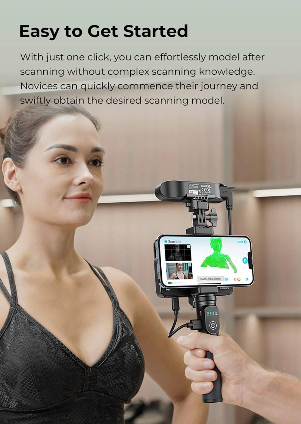 Creality CR-Scan Ferret Pro 3D Scanner, Up to 30 fps Scan Speed, 0.1mm Accuracy, 150-700mm Working Distance, 560*820mm Single Capture Range, 150x150mm Minimum Scanning, Wireless Connection