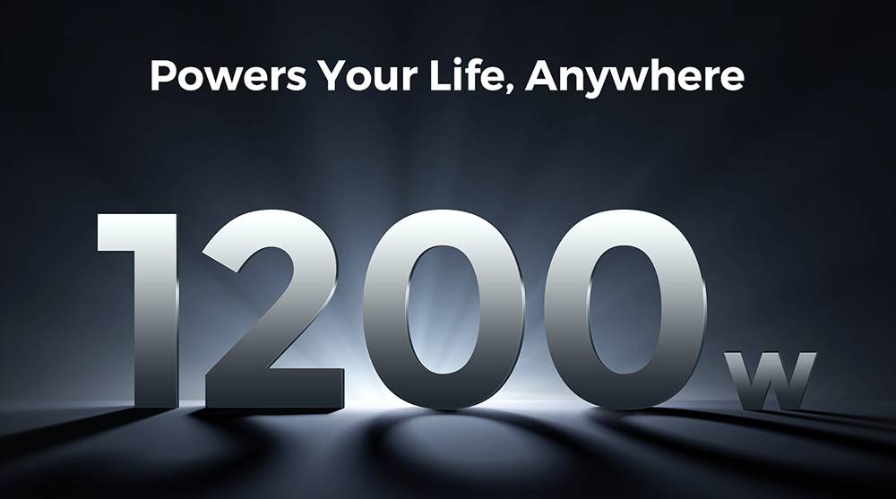 FOSSiBOT F1200 Portable Power Station, 1024Wh Capacity, 1200W Rated Power, 3 LED Light Modes, 7 Output Ports, BMS Protection, <10ms Switchover, 5 Gears Input Regulator, EV-Grade LiFePO4 Battery, 4000+ Cycle Times