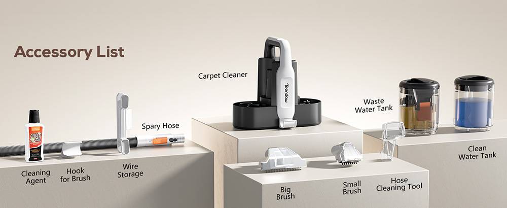 Teendow C5 Carpet Cleaner Vacuum, 11KPa Powerful Suction, ≤80dB Low Noise, 1500ml Large Water Tank Capacity