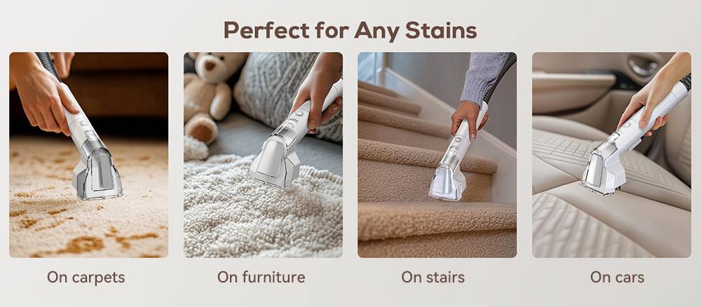 Teendow C5 Carpet Cleaner Vacuum, 11KPa Powerful Suction, ≤80dB Low Noise, 1500ml Large Water Tank Capacity