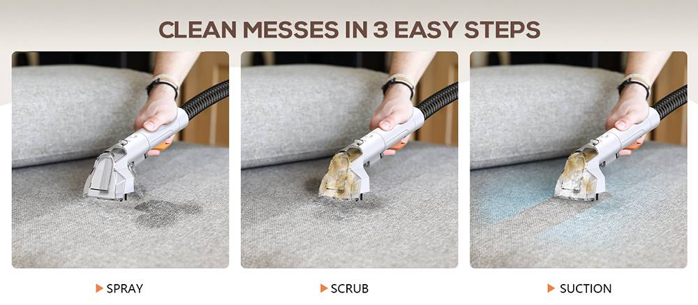 Teendow C5 Carpet Cleaner Vacuum, 11KPa Powerful Suction, ≤80dB Low Noise, 1500ml Large Water Tank Capacity