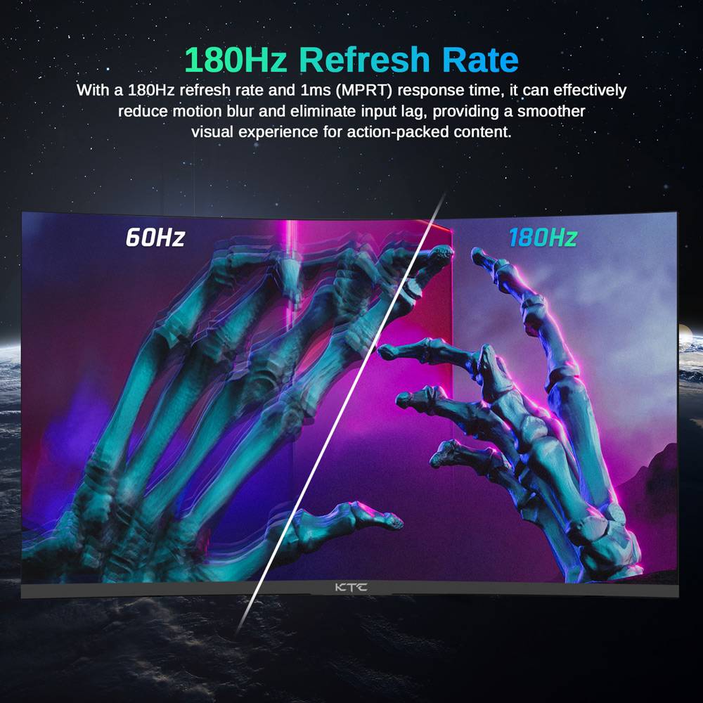 KTC H27S17 27-inch 1500R Curved Gaming Monitor QHD 2560x1440 16:9 ELED 170Hz 120% sRGB 4000:1 Contrast Ratio 1ms MPRT Response Time Low Motion Blur Compatible with FreeSync G-Sync USB 2xHDMI2.0 2xDP1.4 Audio Out VESA Mount