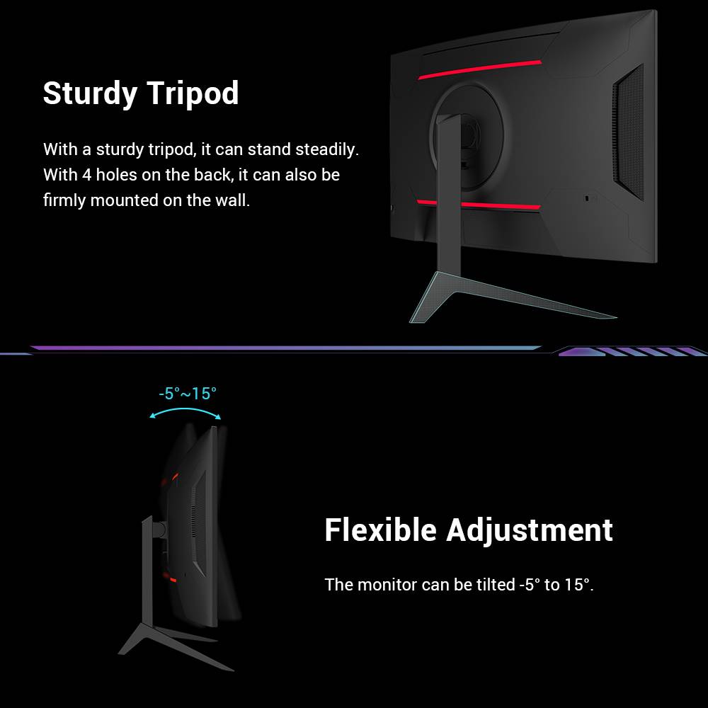 KTC H27S17 27-inch 1500R Curved Gaming Monitor QHD 2560x1440 16:9 ELED 165Hz 99% sRGB 4000:1 Contrast Ratio 1ms MPRT Response Time Low Motion Blur Compatible with FreeSync G-Sync USB HDMI2.0 2xDP1.2 Audio Out VESA Mount