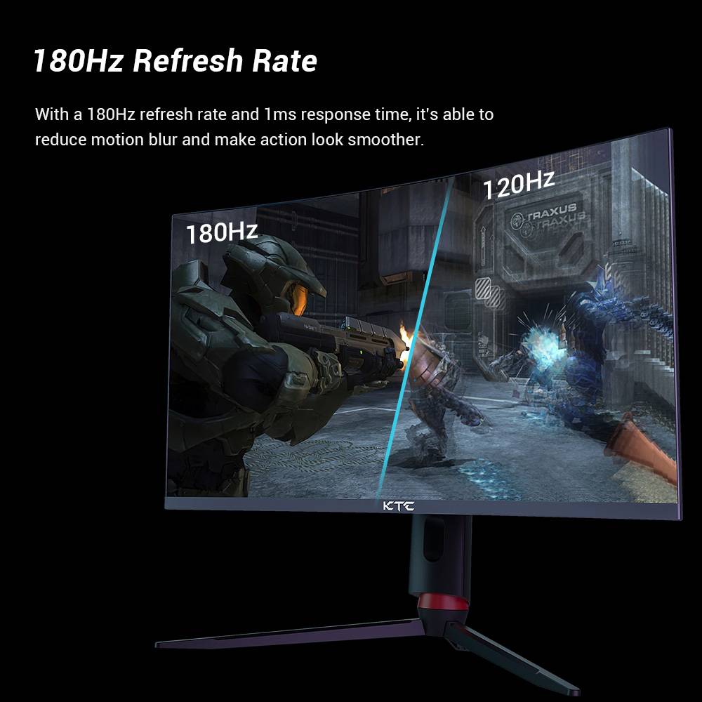 KTC H27S17 27-inch 1500R Curved Gaming Monitor QHD 2560x1440 16:9 ELED 170Hz 120% sRGB 4000:1 Contrast Ratio 1ms MPRT Response Time Low Motion Blur Compatible with FreeSync G-Sync USB 2xHDMI2.0 2xDP1.4 Audio Out VESA Mount