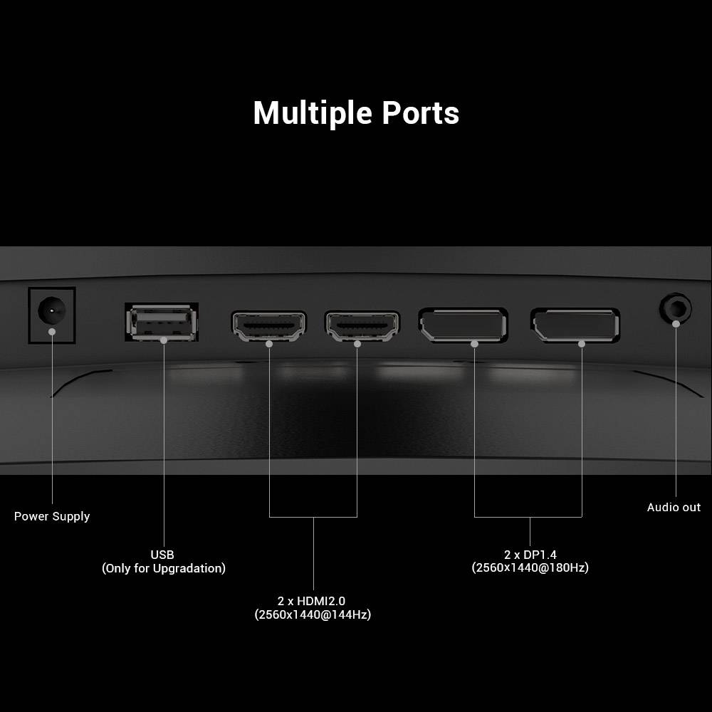 KTC H27S17 27-inch 1500R Curved Gaming Monitor QHD 2560x1440 16:9 ELED 170Hz 120% sRGB 4000:1 Contrast Ratio 1ms MPRT Response Time Low Motion Blur Compatible with FreeSync G-Sync USB 2xHDMI2.0 2xDP1.4 Audio Out VESA Mount