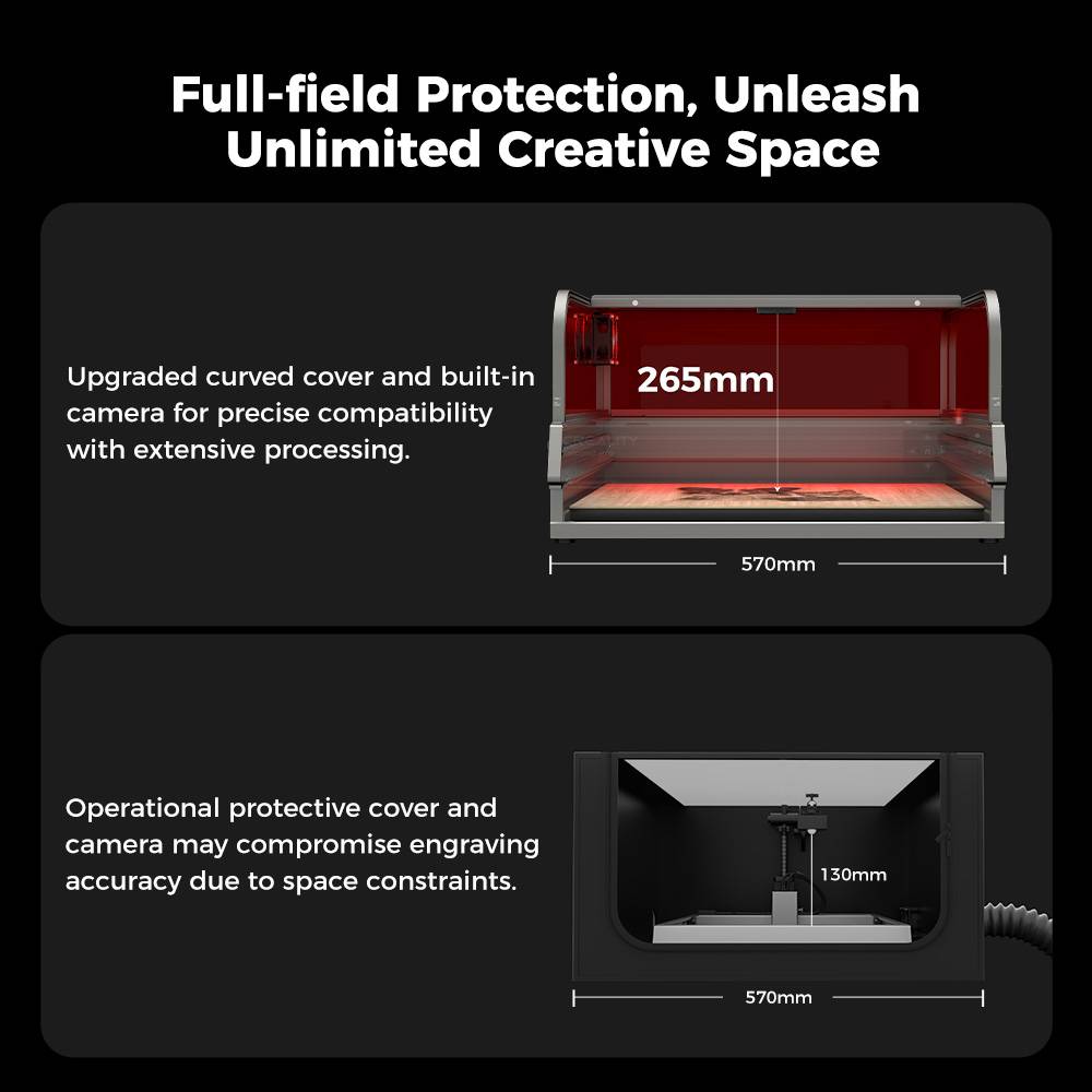 Creality Falcon2 Pro 40W Laser Engraver Cutter, FDA Class1 Safety Certification, Smoke Exhaust, Integrated Air Assist, Built-in Camera, Fence Type Protection Strip, Fire / Airflow / Lens Monitoring, 400*415mm