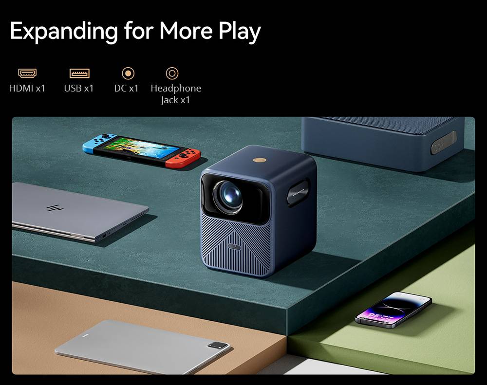 Wanbo Mozart 1 Pro LCD Projector, 900 ANSI, Native 1080P, Android TV 11, Auto Focus, Object Avoidance - EU Plug