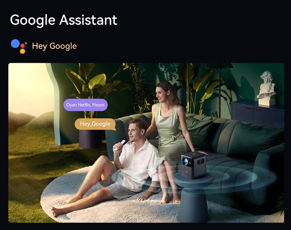 Wanbo Mozart 1 Pro LCD Projector, 900 ANSI, Native 1080P, Android TV 11, Auto Focus, Object Avoidance - EU Plug