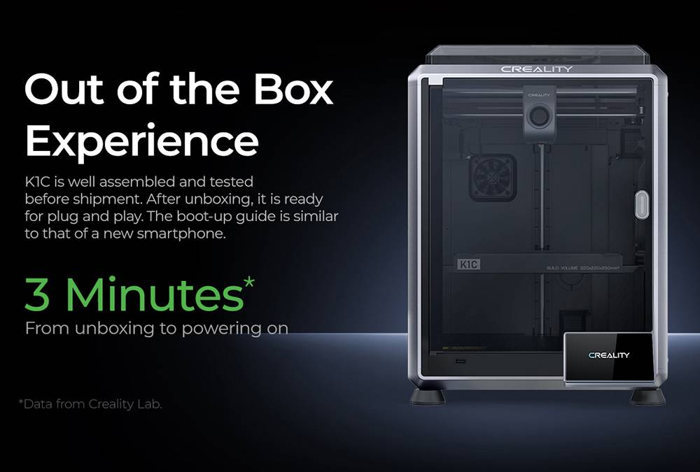 Creality K1C 3D Printer, 600mm/s Max Speed, AI Camera, Quick Swap Nozzle, All Metal Extruder, Prints Carbon Fiber, Air Filter and Silent Mode