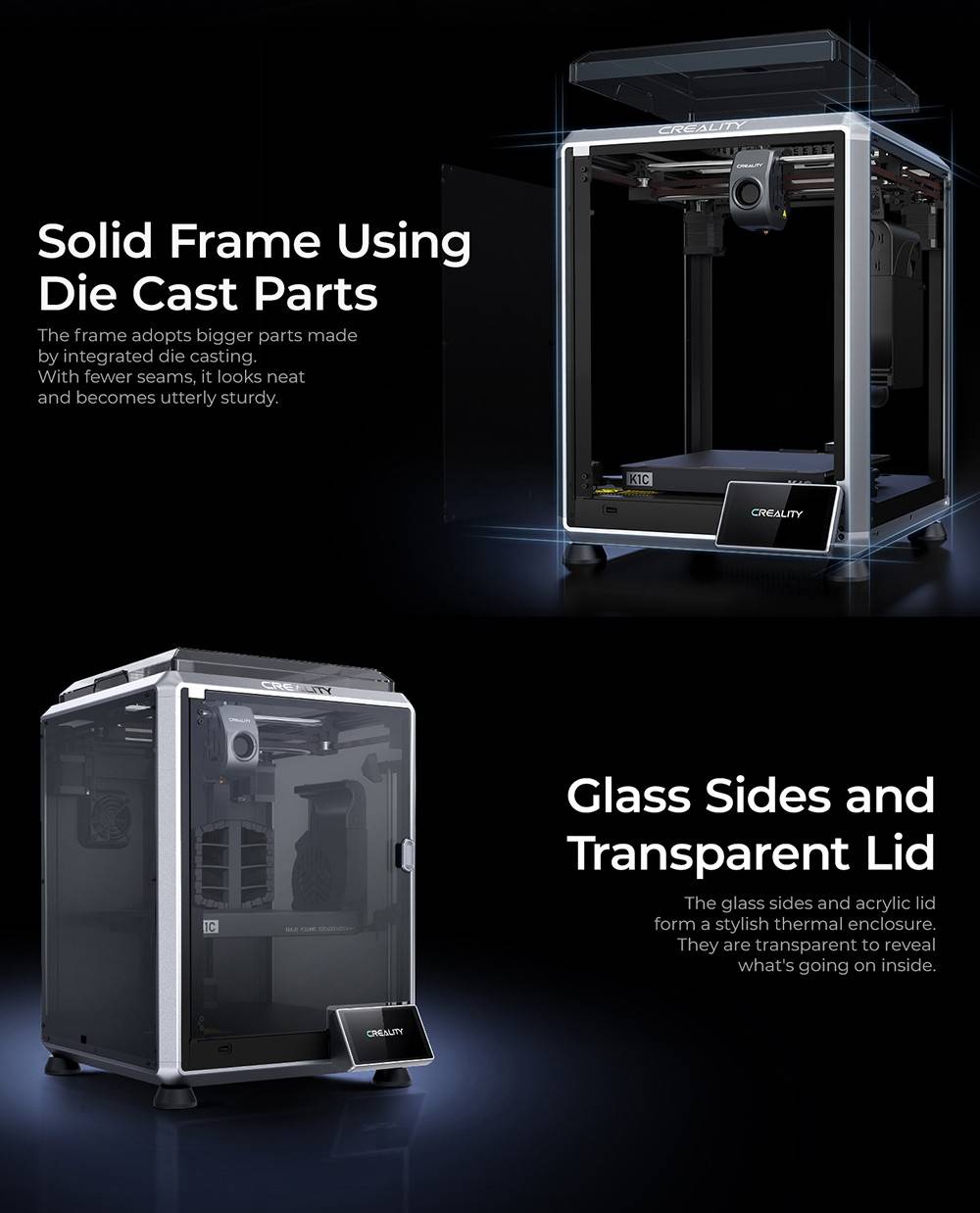 Creality K1C 3D Printer, 600mm/s Max Speed, AI Camera, Quick Swap Nozzle, All Metal Extruder, Prints Carbon Fiber, Air Filter and Silent Mode