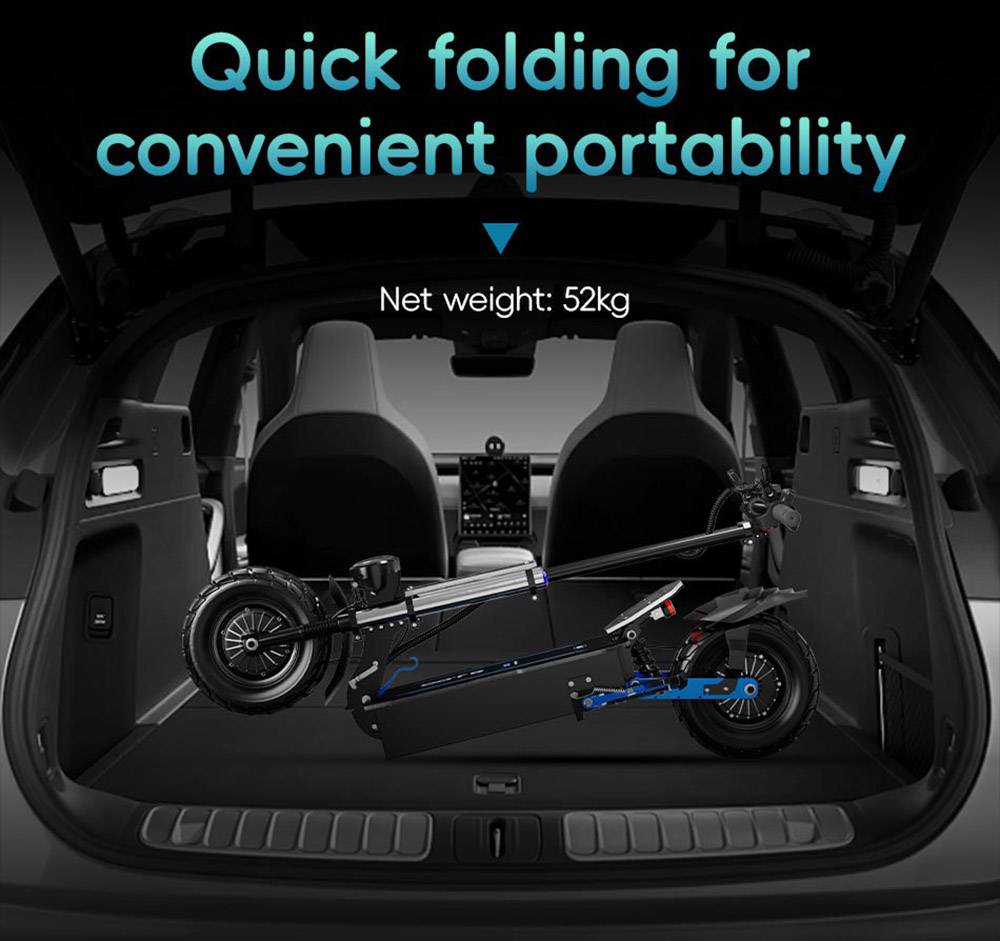 OOTD D99 Off-Road Electric Scooter 13 Inch Tires 3000W*2 Dual Motors 85Km/h Max Speed 60V 40Ah Battery Max 120KM Range 150KG Max Load Dual Shock Absorption with Turn Signal Lights Front & Rear Hydraulic Brake Oil Brake APP - Black