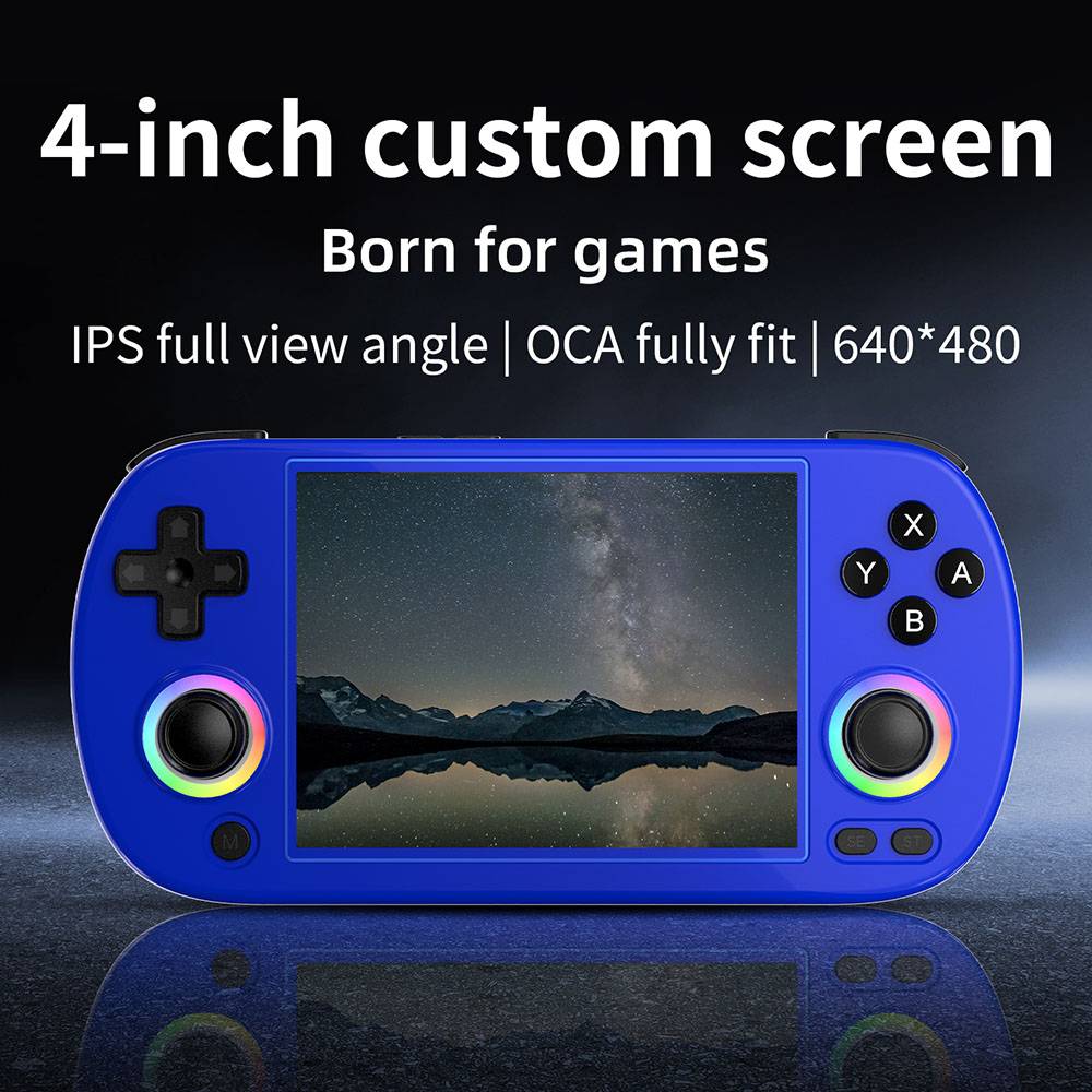 ANBERNIC RG40XX H Retro Game Console with RGB Light, 64GB TF Card with 5000+ Games, LPDDR4 1GB, 640*480P IPS Screen, 3200mAh Battery for 6 Hours Autonomy, Linux OS, 5G Wifi Bluetooth, Moonlight Streaming - Blue