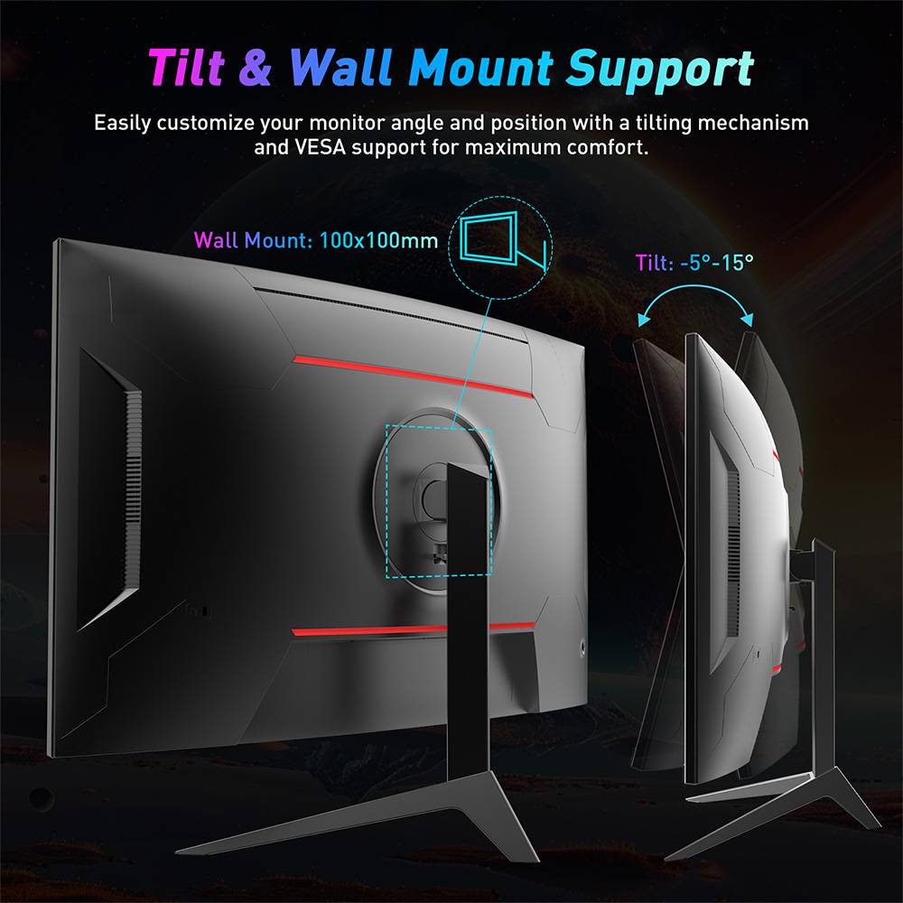 KTC H32S17F 32'' Curved Gaming Monitor, 1920*1080 HVA Panel, 240Hz Refresh Rate, 125% sRGB, 3500:1 Contrast Ratio, Adaptive Sync, HDR10, 3ms Response Time, 2*HDMI2.0 1*DP1.4 1*USB2.0 1*Audio, VESA Mount, Adjustable Tilt, Low Blue Light