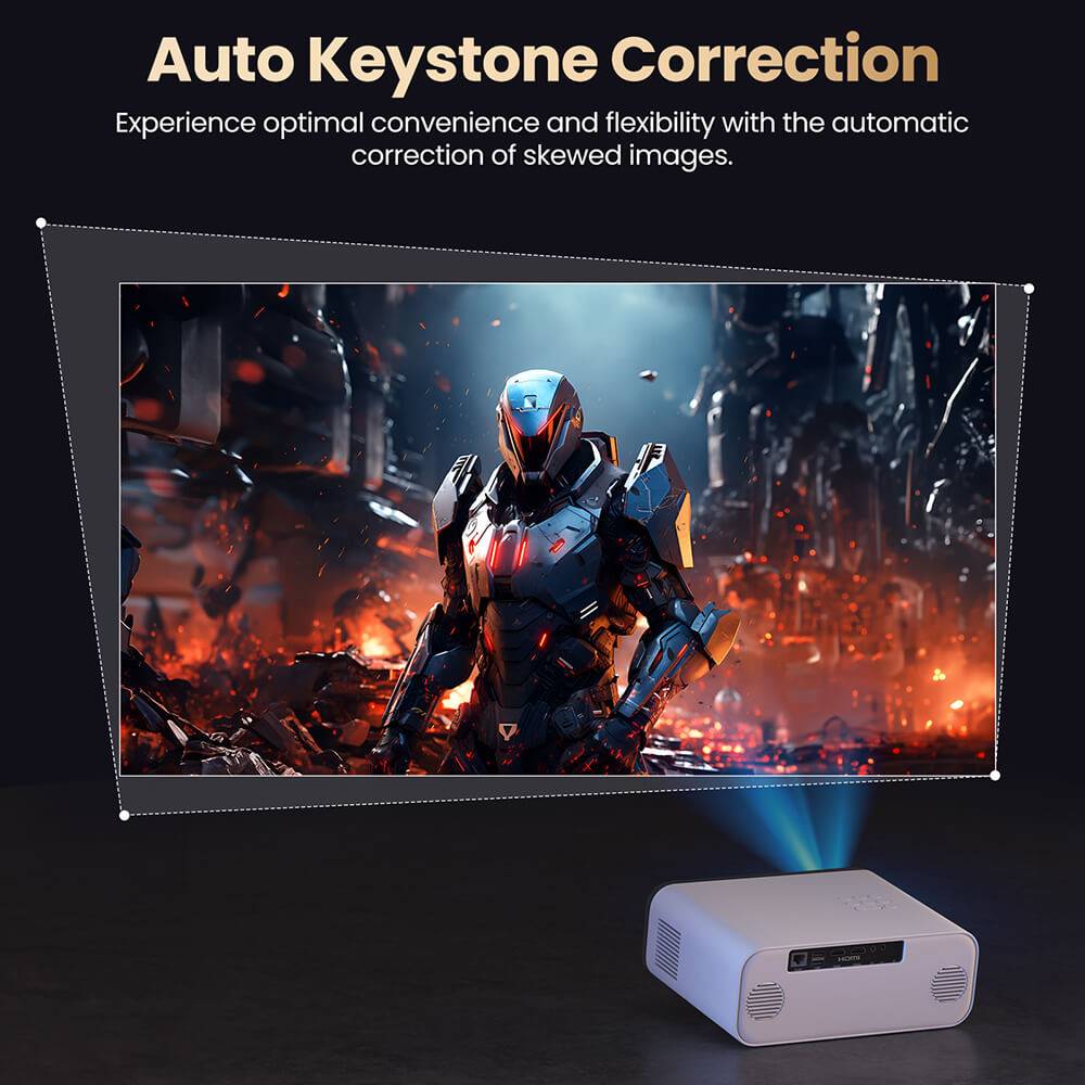 Hunkstar P3 1000 ANSI Android Projector, Native 1080P, 4K Decoding, HDR10, Auto-Keystone Correction & Auto Focus, Android 9.0, Bluetooth 5.0, WiFi 6, 2*5W Speakers