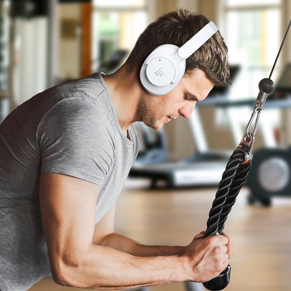 Tronsmart Sounfii Q20 ANC Bluetooth Headphones, 50 Hours Autonomy, 90° Swiveling Earpads, Pair with 2 Devices, Tronsmart App Control, Built-in Mic for Clear Calls, Active Noise Cancellation - White