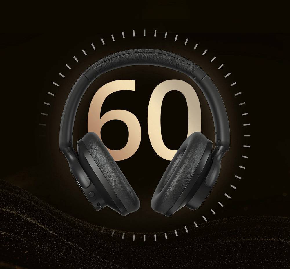 Tronsmart SOUNFII Q20S Hybrid ANC Headphones, Bluetooth 5.3, Hybrid Active Noise Cancellation, 60 Hours Playtime, Hi-Res Audio, 90° Swiveling Earpads, Pair with 2 Devices, Tronsmart App Control - Black