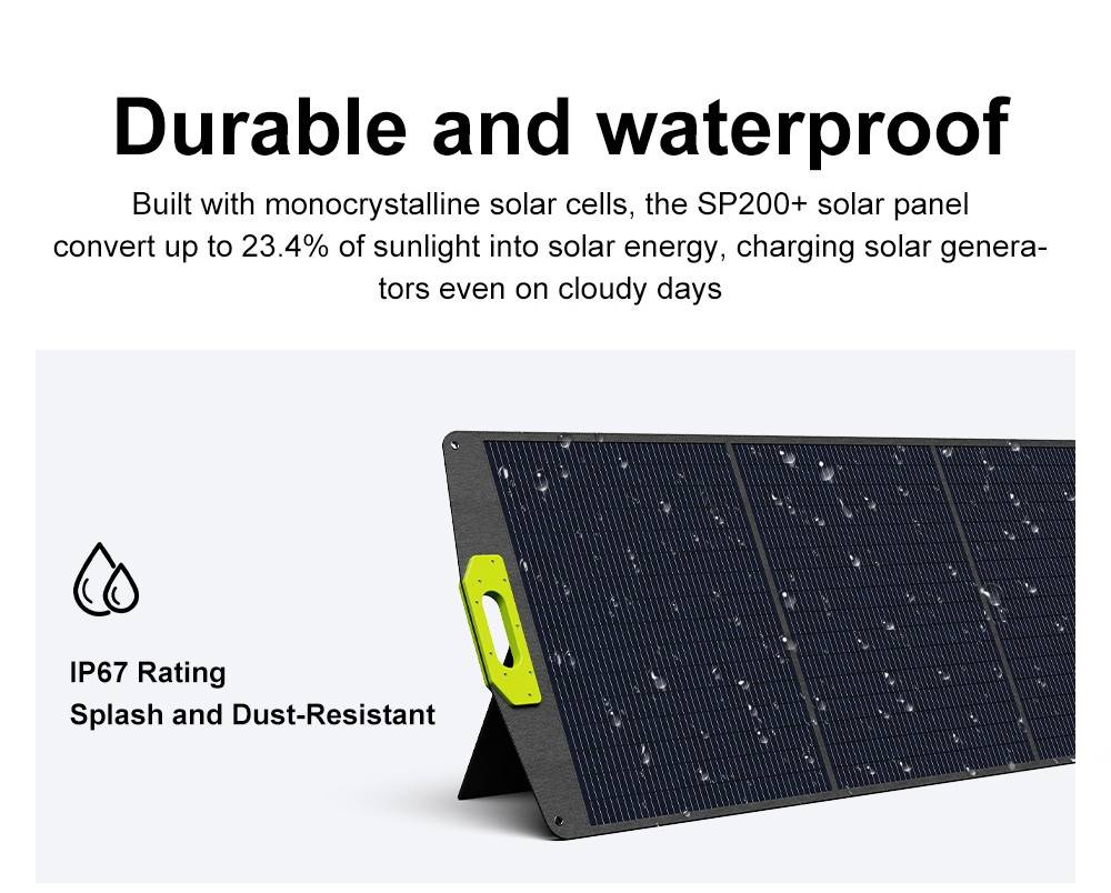 FOSSiBOT SP200+ 200W Portable Solar Panel, 23.4% High Cell Efficiency, for Home, RV, Camping, Blackout - Green