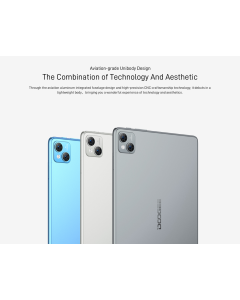 DOOGEE T10 UNISOC T606 Octa Core 8GB+7GB Extended RAM 128GB ROM 4G LTE Widevine L1 TÜV Rheinland Certified Android 12 Tablet - Grey Non EU Version