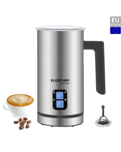 BioloMix MF600 4 in 1 500W Hot Cold Milk Frother, Coffee Frothing Foamer, Automatic Milk Warmer, Food-grade Safe, Double Stainless Steel Wall - Silver