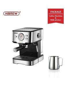 HiBREW Coffee Machine Cafetera 20 Bar Espresso inox Semi Automatic Expresso Cappuccino Hot Water Steam Temperature Display H5 (With a latte art cup)
