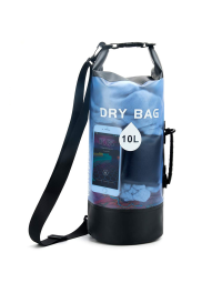 Outdoor Dry bag Beach bag Anti-water bucket bag Transparent PVC anti-water bucket bag Drift waterproof bag swimming bag-10L-Blue