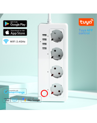 Tuya European Standard RH-EU411-4U-WIFI Doodle Smart Row Plug German Standard WIFI Power Board Surge Protector ZIGBEE Home Switch Row Socket