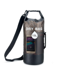 Outdoor Dry bag Beach bag Anti-water bucket bag Transparent PVC anti-water bucket bag Drift waterproof bag swimming bag-20L-Black