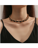Punk Vintage Velvet Clavicle Chain Metal Rock Necklace,