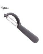 4 PCS Stainless Steel Round Handle Peeler Sugar Cane Scraper Fruit Plane(Dark Gery)