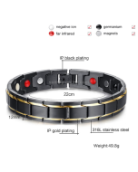 Europe and America Style Fashion Men Jewelry Stainless Steel + Gold-mounted Plating Magnetic Health Bracelet, Size: 12mm*22cm (Steel+Silver)