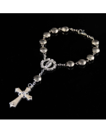 8mm Vintage Alloy Silver-plated Flat Scallop Rosary Bracelet