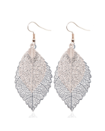 Double-layered Leaves Tassel Earrings Simple Retro Metal Leaf-ears Ornaments