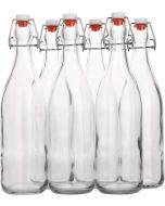 Clear Airtight Glass Bottles with Flip Top Lid (6-Pack)