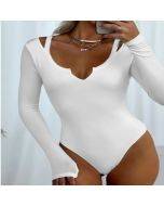 Tight knit V-neck jumpsuit