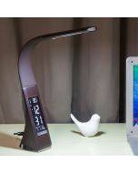 usb plug-in 95*65*510MM led eye-care desk lamp students study office perpetual calendar business imitation leather grain desk lamp bedside alarm clock