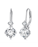 Sterling Silver 925 White Gold Plated Zircon Light Luxury Style Moissanite Earrings