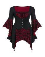 Halloween Skull Lace Tie Irregular Dress