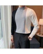 Round Neck Striped Contrast Casual Long-sleeved Sweater