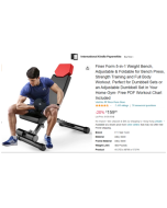 Finer Form - 5 in 1 Hantelbank, verstellbar und klappbar für Bankdrücken, Krafttraining und Ganzkörpertraining. Perfekt für Hantelspiele oder ein Set verstellbarer Hanteln in Ihrem Fitnessstudio zu Hause, kostenlose Trainingstabelle im PDF-Format enthalte