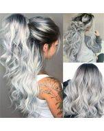 Women's Black Gray Gradient Big Wave Wig