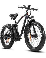 SAMEBIKE YY26 Black Electric Mountain Bike 750W 48V 15AH Lithium Battery 26 inch 4.0 Fat Tire E-bike for Adults