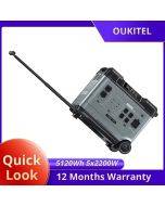 OUKITEL Abearl P5000 Portable Power Station 5120Wh LiFePO4 5x2200W AC Outlets 92% Inverter 1800W Fast Charging, Dual 100W USB-C